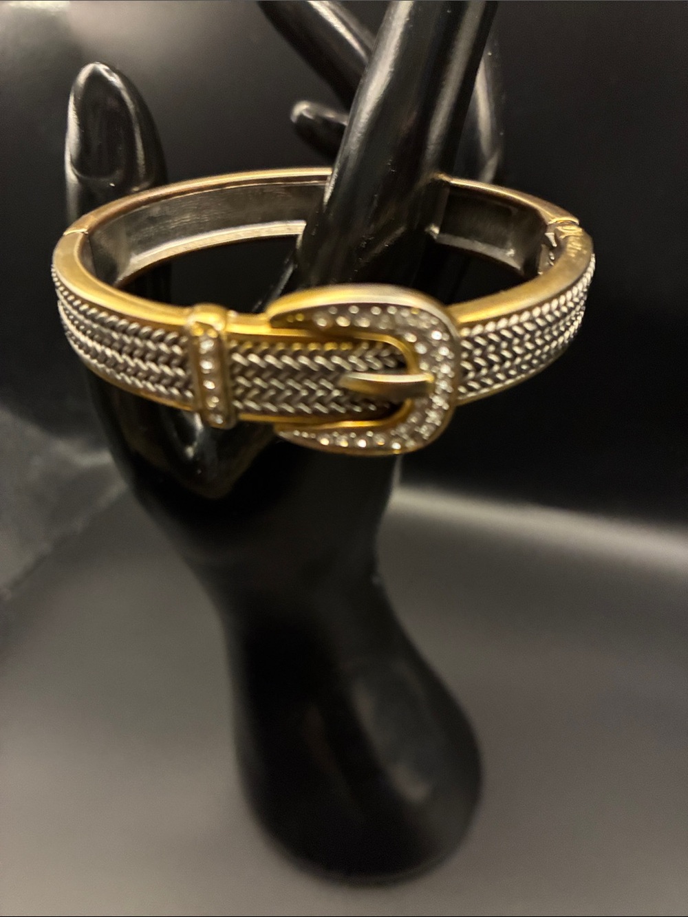 Gold and Silver Belt Buckle Bangle Bracelet
